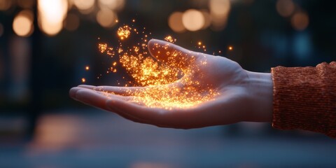 Leinwandbilder - Futuristic Tech Visualization Interactive Gesture-Controlled Holographic Interface with Glowing Data Elements - Digital Learning and Business Innovation for Modern Workspaces