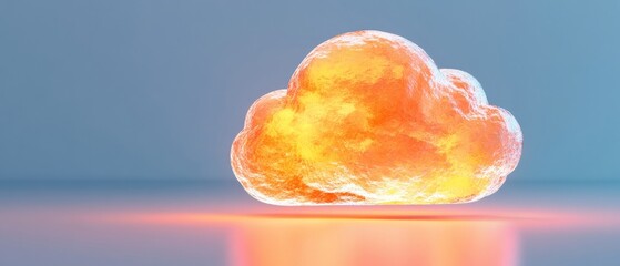 Aufkleber - Futuristic Digital Cloud with Luminous Glow Glassy Model for Tech Innovation and Modern Business Solutions Enhancing Connectivity and Security