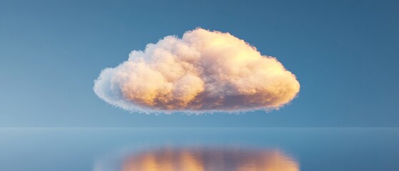 Aufkleber - Futuristic Cloud Aesthetic Ethereal Digital Sphere Reflecting on Water - Modern Visual for Tech Innovation and Digital Transformation in Cloud Solutions