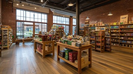 A locally-owned hardware store with wooden shelves, hand tools, and a workbench in the background.