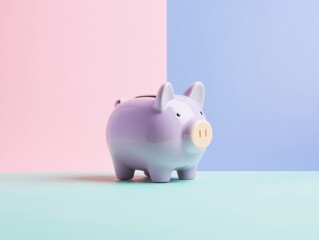 Aufkleber - Colorful Minimalist Piggy Bank Display Ceramic Pastel Savings on Smooth Surface with Soft Shadows - Modern Financial Planning Content for Retirement Investment Strategies