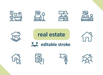 Wall Mural - Real estate icons. House, buildings, home vector icon set