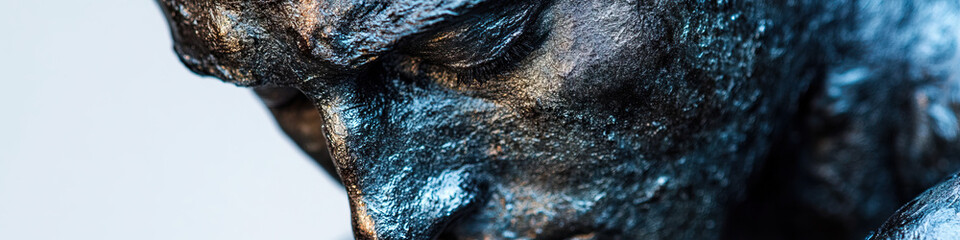 Wall Mural - Close-up of Bronze Sculpture Face Detail