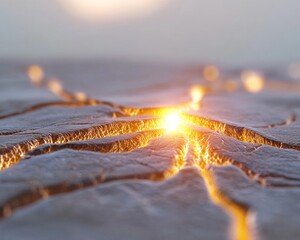 Aufkleber - Neurosynaptic Glowing Network Abstract Crackled Surface with Luminous Pathways - Tech Visualization Content for AI-Driven Data Analysis and Futuristic Design Applications