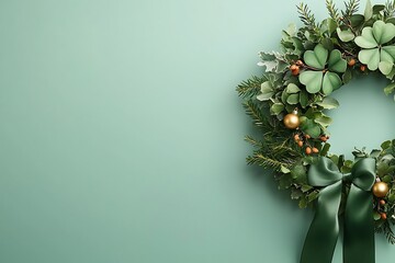 St patrick's day celebration wreath home decor seasonal greenery close-up festive vibes