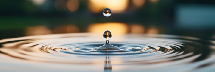Leinwandbilder - Minimalist Liquid Dynamics Perfectly Timed Water Drop Ripple on Glass Surface for Innovative Visual Marketing and Scientific Presentation