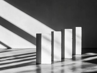 Leinwandbilder - Minimalist Industrial Design Concrete Columns with Dramatic Lighting - Authenticity Content for Architectural Branding and Modern Interior Applications