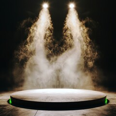 Wall Mural - Circular Concrete Stage with Spotlights and Smoke