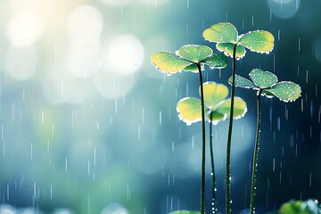 St patrick's day celebration nature plants rainy environment close-up lucky clover