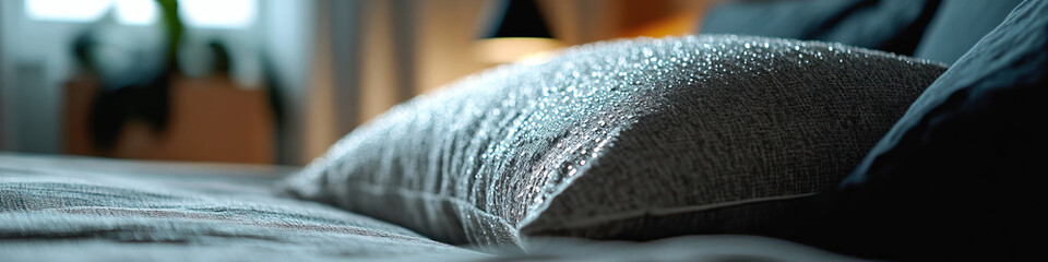 Wall Mural - Sequined Pillow on Textured Bedspread