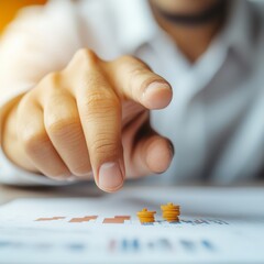 Aufkleber - Minimalist Business Analysis Scene Diverse Hands Engaging with Financial Charts on Paper - Professional Content Strategy and Modern Market Forecasting Tools