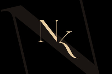 Wall Mural - nk or kn letter logo icon design. classic style luxury initials monogram.