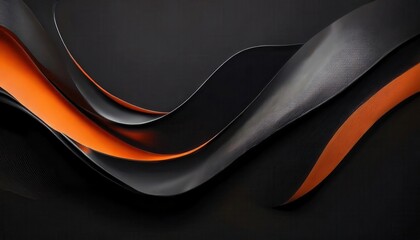 Aufkleber - abstract black and orange flowing wave design with textured surface, modern minimalist background for digital art or branding
