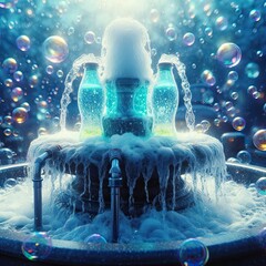 Wall Mural - Fountain of Bubbles Sparkling Elixir Flow