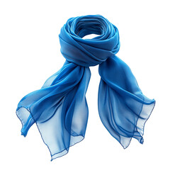 Sticker - Elegant blue silk scarf isolated on transparent background