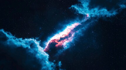 Wall Mural - Cosmic Nebula in Deep Space with Blue and Red Gaseous Clouds