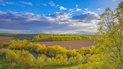 Wall Mural - beautiful landscape with a river and trees