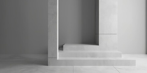 Aufkleber - An abstract minimalist design with a soft grey background, Minimalist geometric shapes in a balanced layout, Modern minimalist style