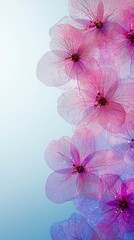 Canvas Print - Delicate Pink and Purple Flowers on a Light Blue Background