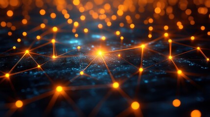 Global network connection, digital data flow, glowing nodes
