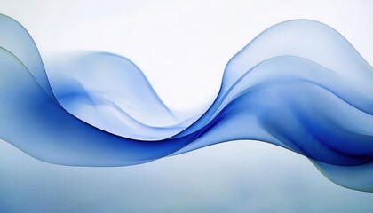 Fototapete - flowing blue abstract waves on white background, smooth silk like texture, artistic fluid motion design, tranquil visual