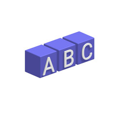 Poster - 3d illustration of a stack of letter blocks on a transparent background the blocks are blue with whi