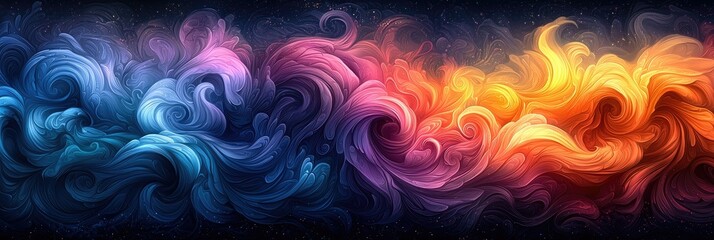 Wall Mural - abstract swirling cosmic nebula painting with vibrant colors