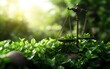 © Nattapat - Balance scale with green leaves on one side, symbolizing justice and sustainability, digital art representing ecological fairness