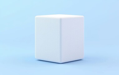 Wall Mural - a minimalist white cube on a soft blue background, perfect for modern design projects or presentatio