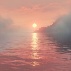Wall Mural - a smooth gradient where soft pink light fades naturally into pale gold.