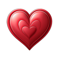 red heart 3d render icon isolated on transparent background cutout