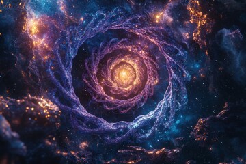 Wall Mural - cosmic spiral vortex in glittering nebula with luminous stars and twinkling galaxies