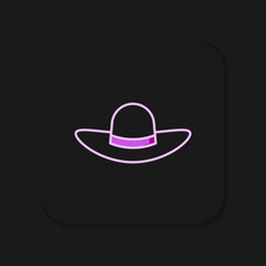 Wall Mural - Filled outline Elegant women hat icon isolated on black background. Flat filled outline style with shadow. Vector