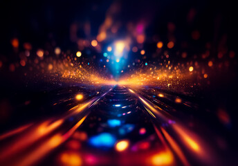 Aufkleber - Abstract motion blur of vibrant lights creates a dynamic and energetic scene with colorful bokeh, adding depth and visual interest.