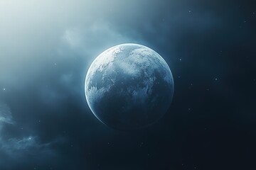 Wall Mural - distant planet in space with glowing atmosphere and stars