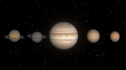 Wall Mural - Exploring the gas giants and its moons in deep space science visualization cosmic environment astronomical viewpoint