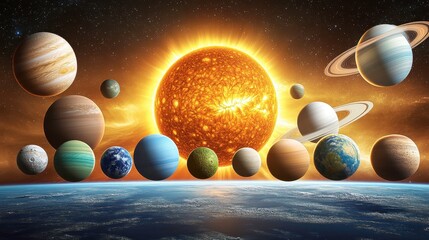 Wall Mural - Exploring celestial bodies in the solar system a stunning visual journey through space and planets