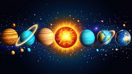 Wall Mural - Exploring the solar system celestial bodies and planets cosmic environment digital artwork stunning view