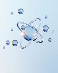 Aufkleber - A minimal yet futuristic design of a translucent atom structure, reflective loops encircling