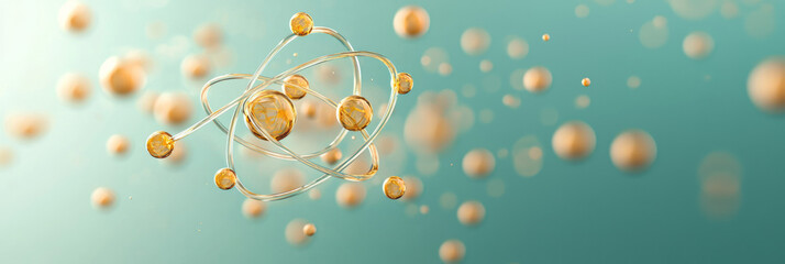 Aufkleber - An ultra-modern perspective on atomic structure, using glossy, glass-like loops and small,