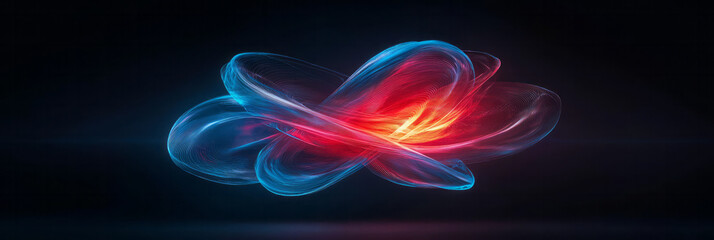 Aufkleber - A sleek, sci-fi atom design showing a luminescent red center, with semi-transparent loops weaving
