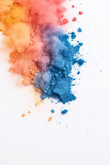 Aufkleber - A lightly blended swirl of cosmetic powders in aqua blue, scarlet, pastel pink, and golden