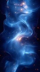 Wall Mural - a subtle neon glow in deep navy, with barely-there futuristic elements.