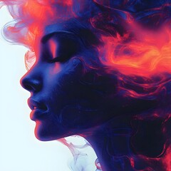 Wall Mural - a subtle neon glow in deep navy, with barely-there futuristic elements.
