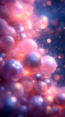 Wall Mural - a subtle shimmer effect with blurred circles fading into a pale lavender backdrop.