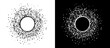 © Mykola Mazuryk - Modern abstract background. Random dots around circle with copy space. Vector dotted frame. Design element or icon. Black shape on a white background and the same white shape on the black side.