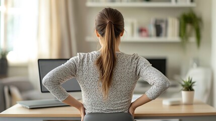 programmer girl with back pain,