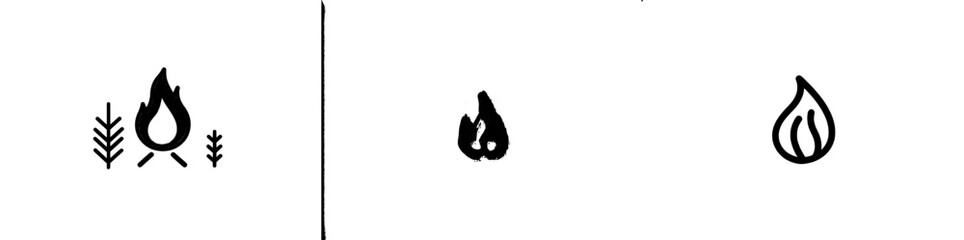 Continuous fire flame in modern one-line art style, isolated illustration