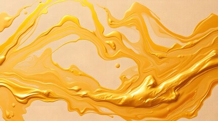 Wall Mural - Gold fluid art marbling paint forms an abstract composition on a textured background. 