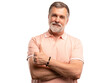 © opolja - Handsome mature man standing showing thumbs up isolated on transparent background. Happy Portrait of cheerful smiling senior man looking at camera